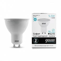 Лампа Gauss Elementary MR16 5.5W 450lm 4100К GU10 LED 1/10/100