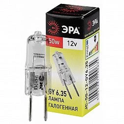 Лампочка галогенная ЭРА GY6.35-JC-50W-12V GY6.35 50Вт капсула теплый белый свет