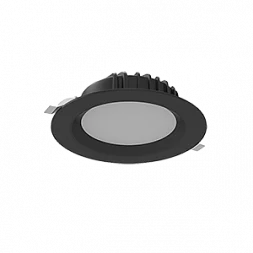 Cветильник светодиодный "ВАРТОН" Downlight круглый встраиваемый 190*70 мм 16W 3000K IP54 RAL9005 черный муар