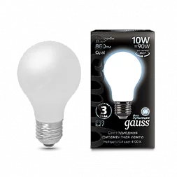 Лампа Gauss Filament А60 10W 860lm 4100К Е27 milky LED 1/10/40